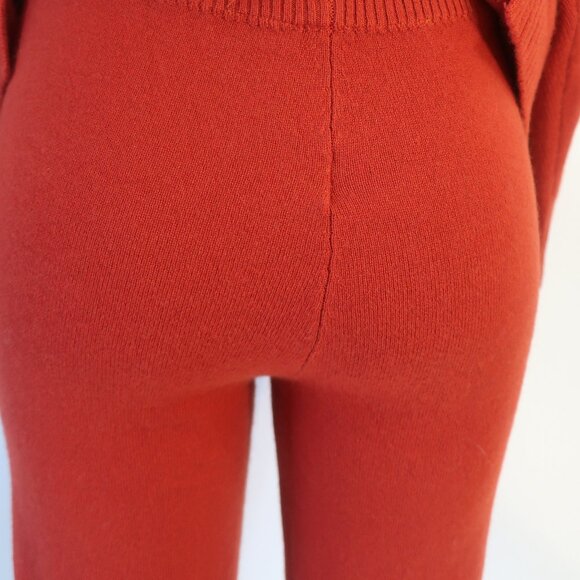NWT Womens Regina Brick Red Cashmere 2 Pc Set Palazzo Pants Cowl Neck Sweater L - Picture 12 of 15